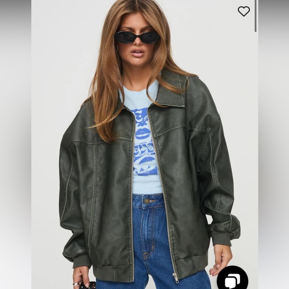 Princess Polly Jackets & Blazers - Goldsmith Faux Leather Jacket Washed Forest